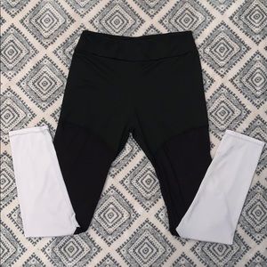 Black and white mesh leggings